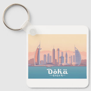 Doha Qatar Arabian Gulf Pastel Travel Key Ring