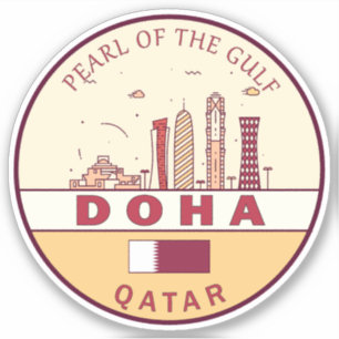 Doha Qatar City Skyline Emblem
