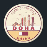 Doha Qatar City Skyline Emblem Magnet<br><div class="desc">Doha minimalist,  colourful art design featuring monuments and landmarks of the city in Qatar.</div>