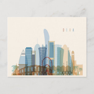 Doha, Qatar   City Skyline Postcard