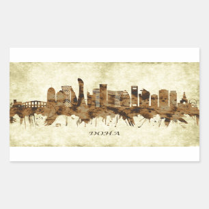 Doha Qatar Cityscape Rectangular Sticker