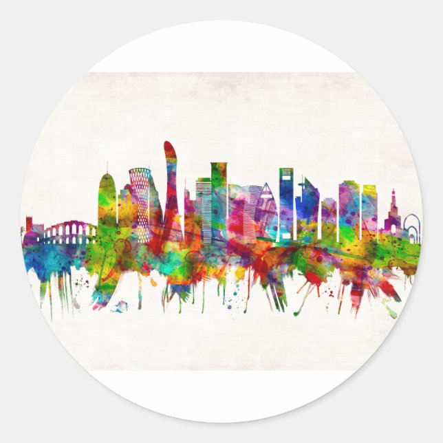 Doha Qatar Skyline Classic Round Sticker (Front)