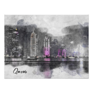Doha, Qatar Watercolor Print – Middle East Travel 