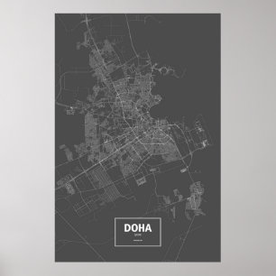 Doha, Qatar (white on black) Poster