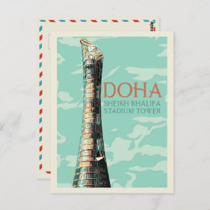 Doha Sheikh Khalifa Stadium illustration Qatar Pos Postcard