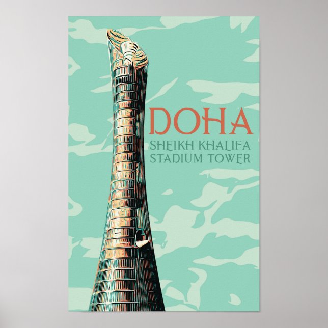 Doha Sheikh Khalifa Stadium illustration Qatar Poster (Front)