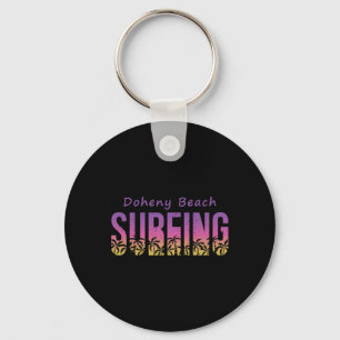 Doheny State Beach Surfing Shirt, Retro California Key Ring