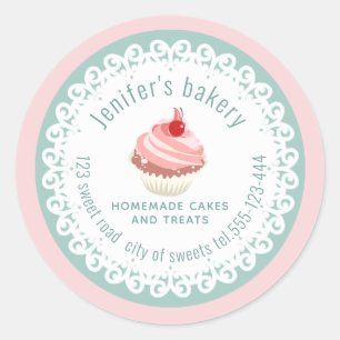Doily lace Homemade cupcakes and treats Classic Round Sticker