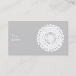 Doily. White lace circle image. Business Card