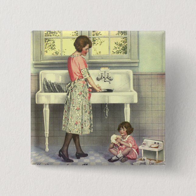 Doing Dishes 15 Cm Square Badge (Front)