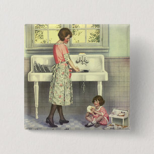 Doing Dishes 15 Cm Square Badge