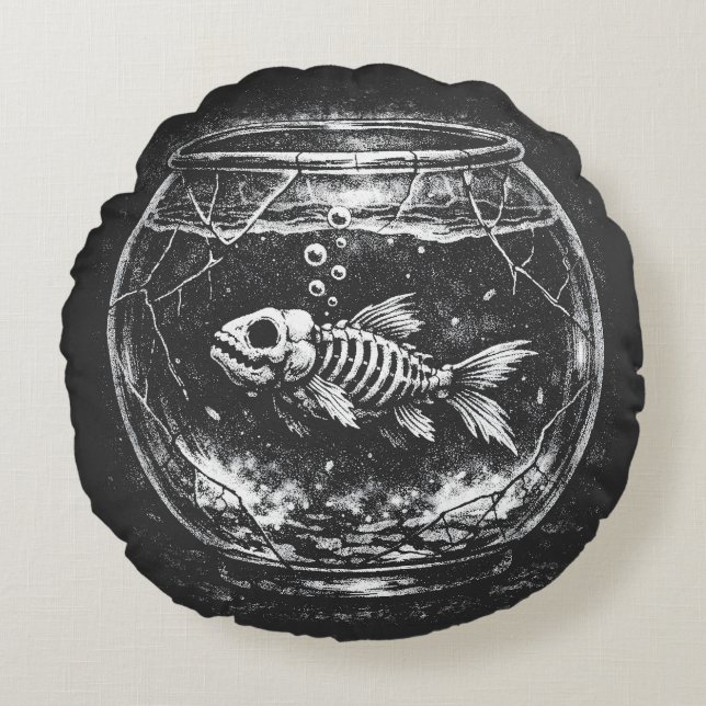 "Doing Great" - Goldfish by BurnsInHell Round Cushion (Front)