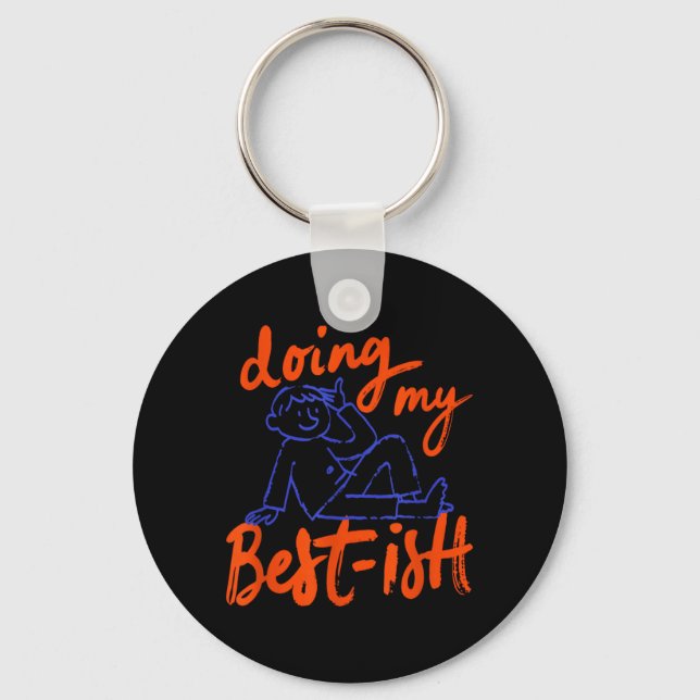 Doing -ish Funny Sketch Figure Doodle Sarcastic Key Ring (Front)