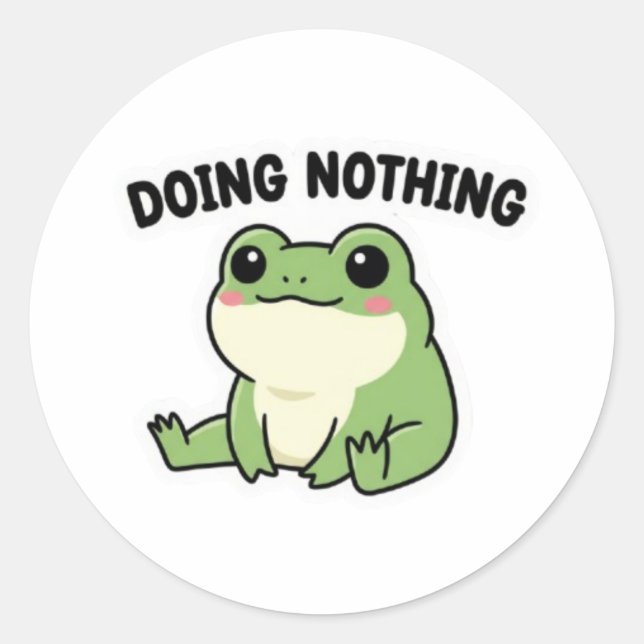 Doing Nothing Frog Sticker Cute Relaxed Frog Meme  (Front)