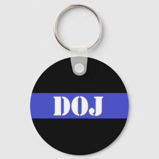 DOJ Thin Blue Line Law Enforcement Keychain