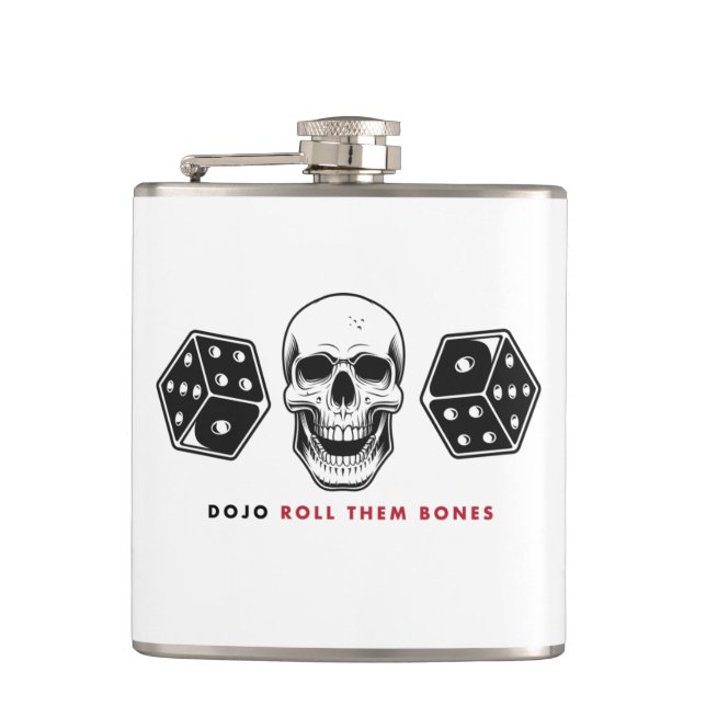 Dojo "Roll Them Bones" Hip Flask (Front)