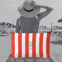 Dolce Far Niente Italy Red Cabana Stripe Travel