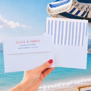 Dolce Vita Blue Stripes Return Address Envelope