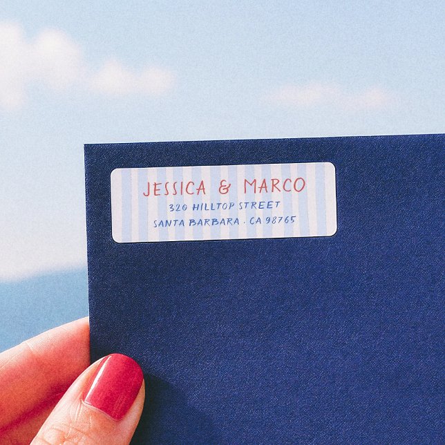 Dolce Vita Blue Stripes Return Address Label (Creator Uploaded)