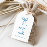 Dolce Vita Handwritten Bridal Shower Gift Tags<br><div class="desc">This beautiful Italian inspired bridal shower design features blue handwritten style cursive lettering accented with a hand drawn ribbon bow illustration.  These elegant Mediterranean bridal shower favour tags feature "grazie mille" in hand lettered script with your event name beneath.</div>