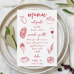 Dolce Vita Handwritten Italian Dinner Menu Card
