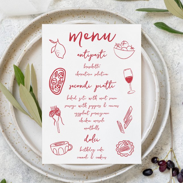 Dolce Vita Handwritten Italian Dinner Menu Card (Creator Uploaded)