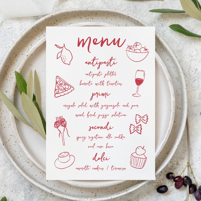 Dolce Vita Handwritten Italian Dinner Menu Card (Creator Uploaded)
