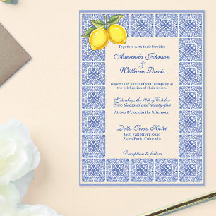 Dolce Vita - Italian Tiles and Lemons Wedding Acrylic Invitations