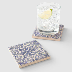 Dolce Vita Meditarrean Blue Italian Tiles Stone Coaster