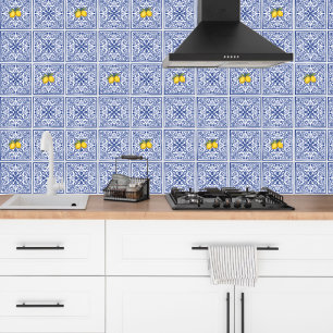Dolce Vita Meditarrean Blue & Lemons Italian Tiles Wallpaper