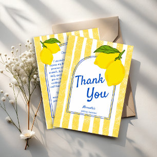 Dolce vita yellow Lemons Italian bridal shower Thank You Card