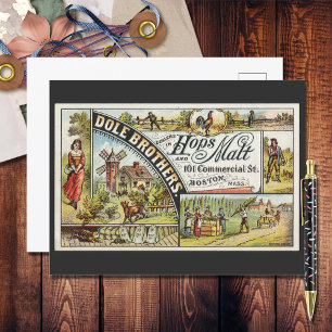Dole Brothers Ad Hops and Malt Ephemeral Postcard