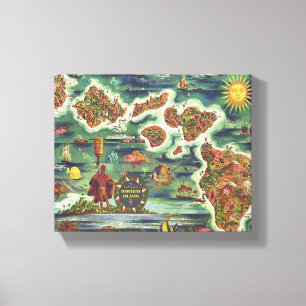 Dole Map of Hawaii 1950 • Joseph Feher Oil Paint Canvas Print