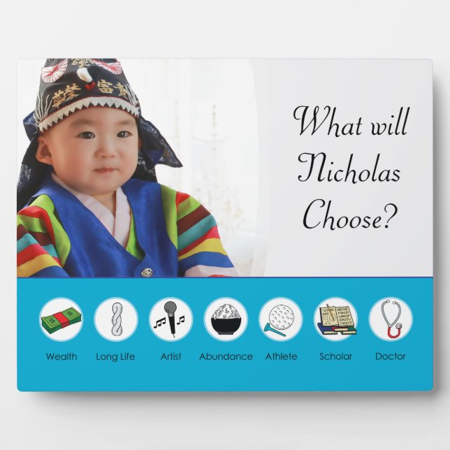 Doljabi Doljanchi Dol Korean 1st First birthday Plaque (Front)