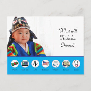 Doljabi Doljanchi Dol Korean 1st First birthday Postcard