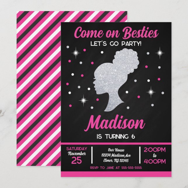 Doll Besties Fashion Party Birthday  Invitation (Front/Back)