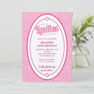 Doll Blush Pink Glitter 42nd birthday invitation
