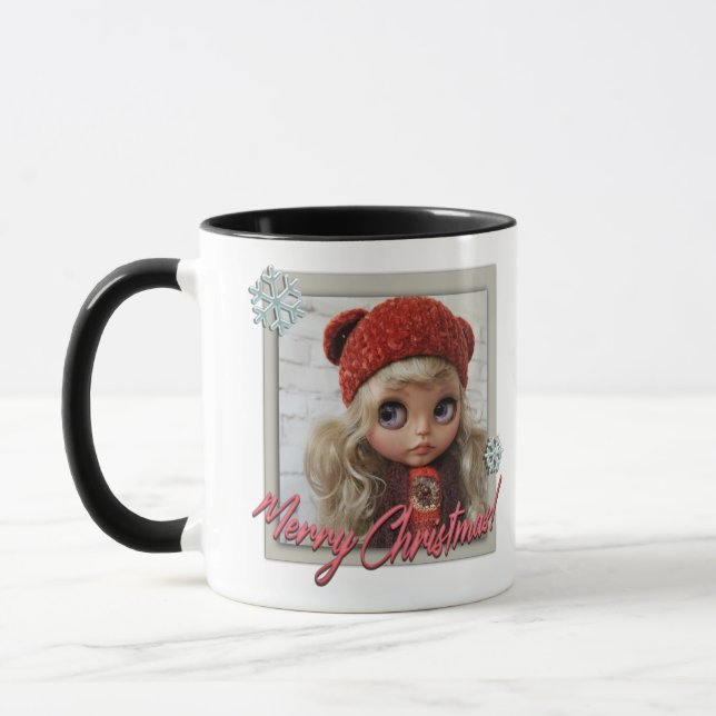Doll ,for christmas , christmas, mug (Left)