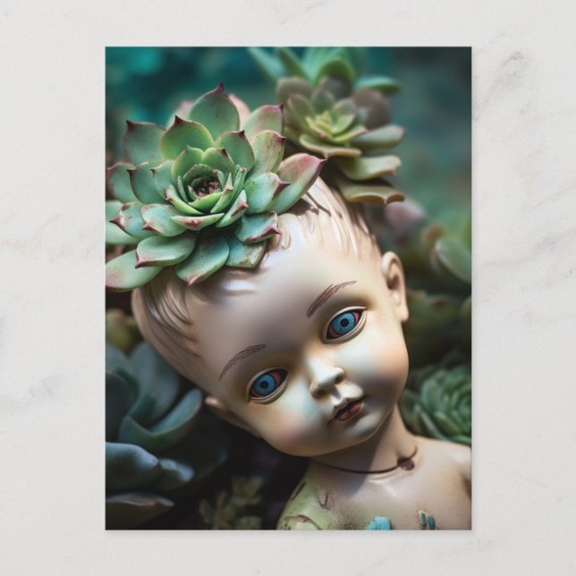 Doll in the Succulent Garden Postcard (Front)