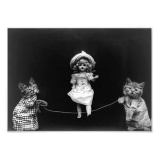 Doll & Kittens Skipping Photo Print