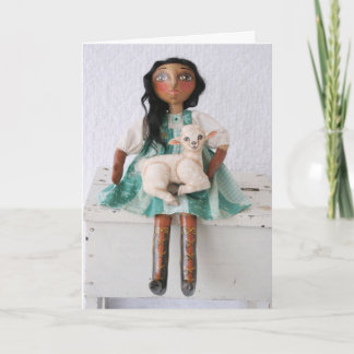 Doll & Lamb Easter Card