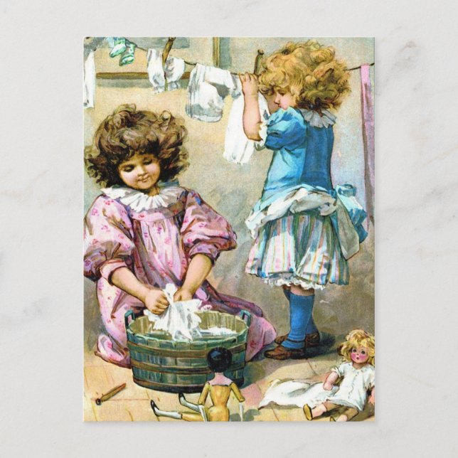 Doll Laundry Day Postcard (Front)