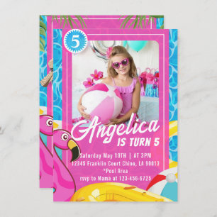 Doll Pink Fashion Pool Birthday Invitation