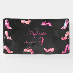 Doll pink high heel shoes girl birthday party banner