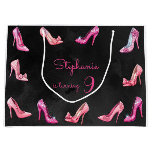 Doll pink high heel shoes girl birthday party large gift bag