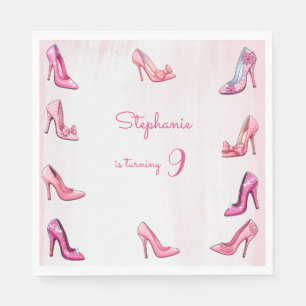 Doll pink high heel shoes girl birthday party napkin