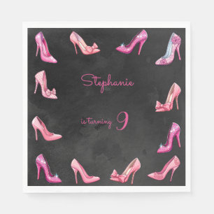 Doll pink high heel shoes girl birthday party napkin