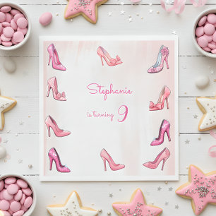 Doll pink high heel shoes girl birthday party napkin