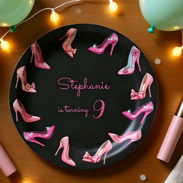Doll pink high heel shoes girl birthday party paper plate (Creator Uploaded)