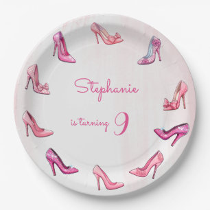 Doll pink high heel shoes girl birthday party paper plate